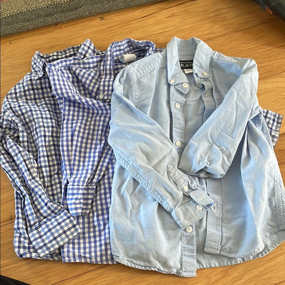 Blue and Light Blue Plaid Button-Up Shirts